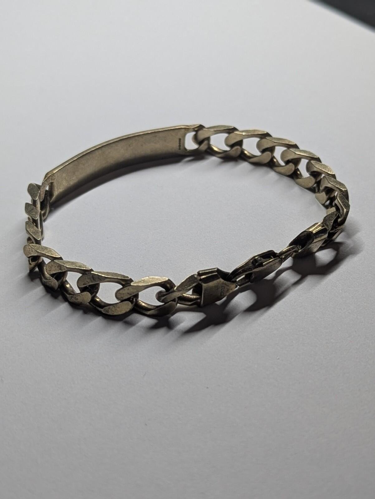 Vintage Gold Plated Sterling Silver 1991 Curb Link ID Chain | 21cm | 28.64g