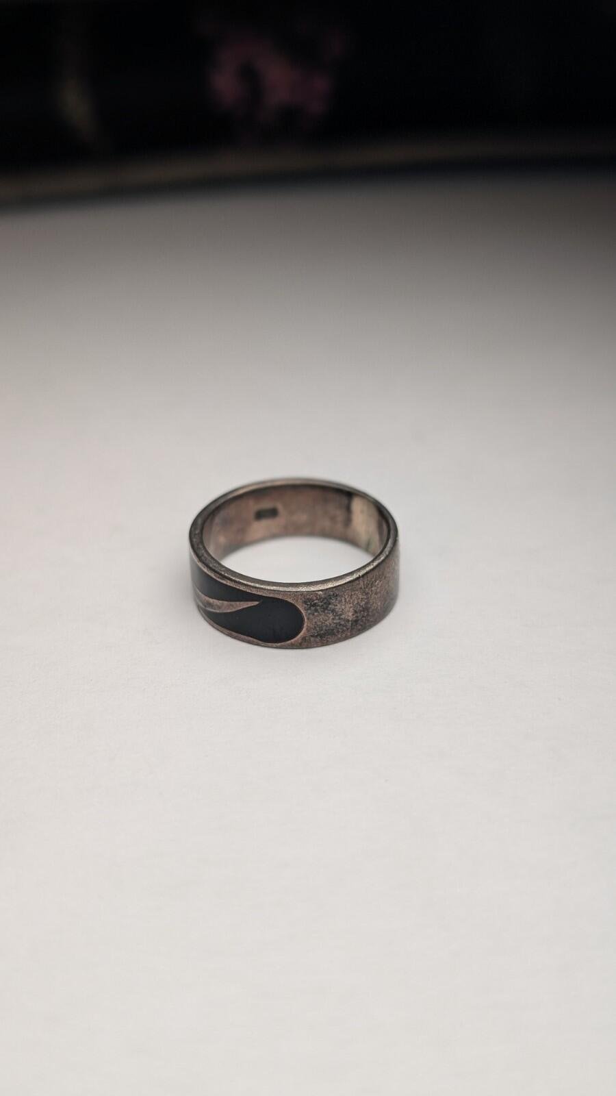 Vintage Sterling Silver Nike Tick Band Ring | Size L | 925 Silver - Image 2