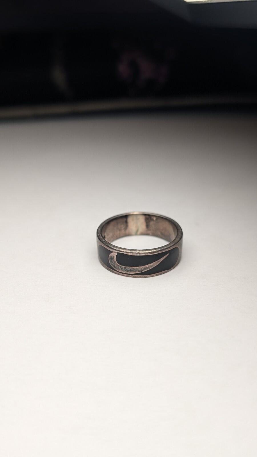 Vintage Sterling Silver Nike Tick Band Ring | Size L | 925 Silver - Image 3