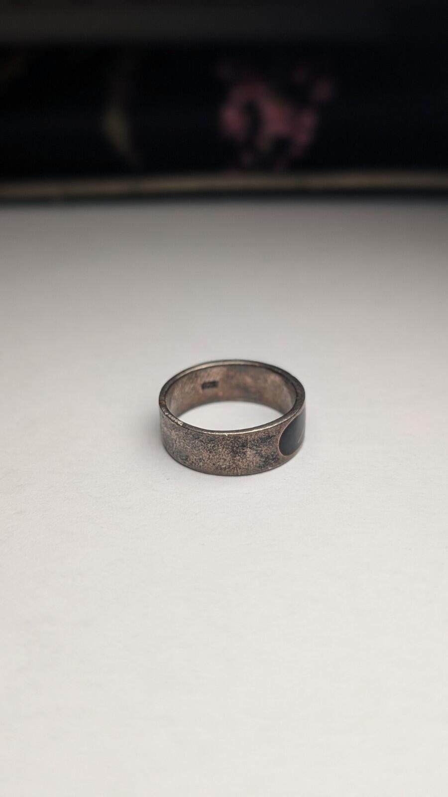 Vintage Sterling Silver Nike Tick Band Ring | Size L | 925 Silver - Image 4