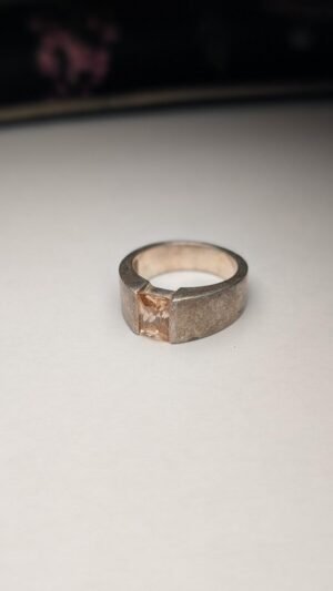 Vintage Sterling Silver Champagne CZ Ring | Size O 1/2 | 925 Silver