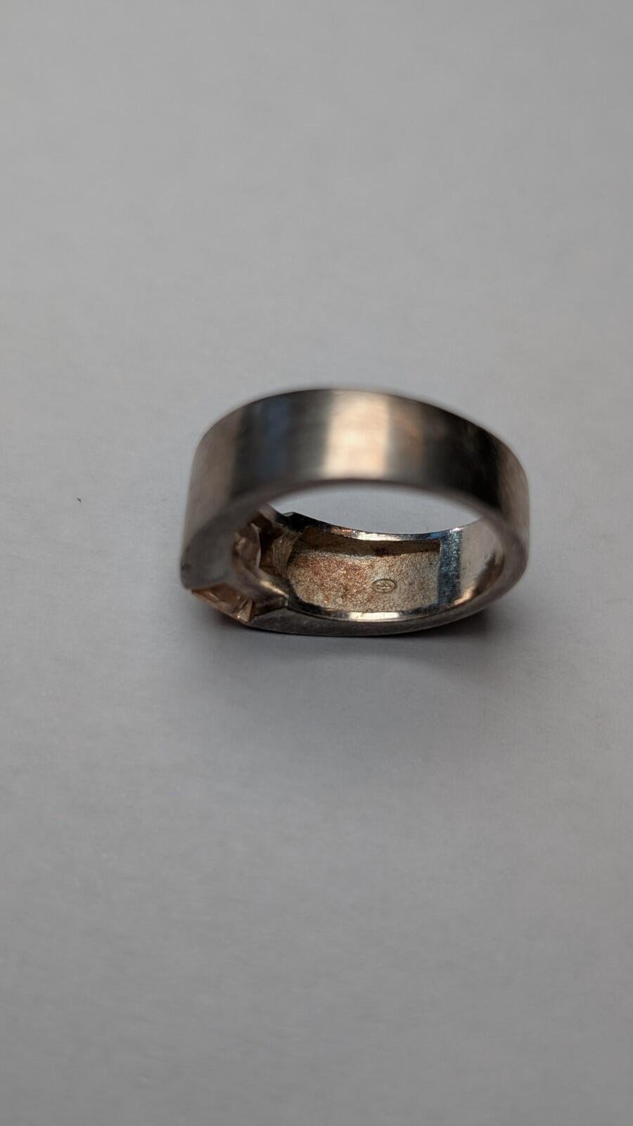 Vintage Sterling Silver Champagne CZ Ring | Size O 1/2 | 925 Silver - Image 3