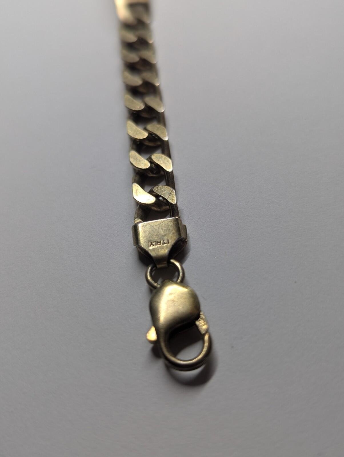 Vintage Gold Plated Sterling Silver 1991 Curb Link ID Chain | 21cm | 28.64g - Image 4