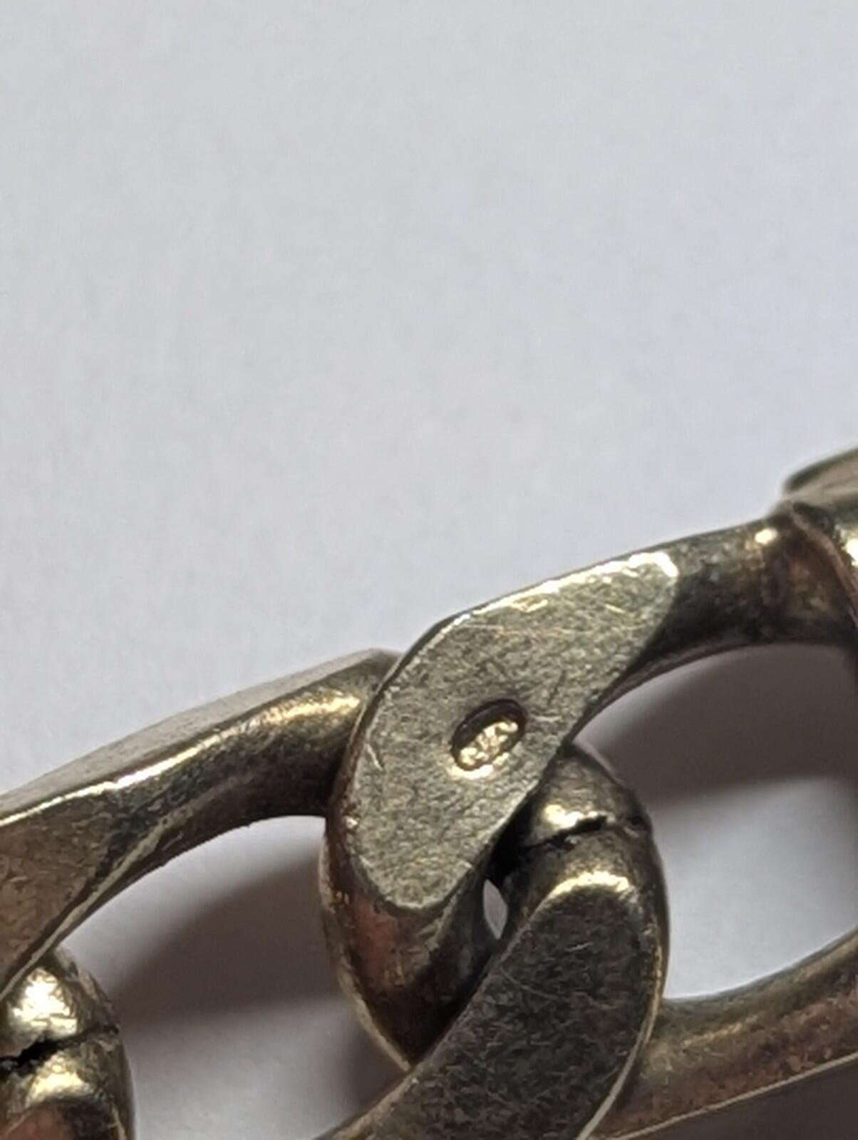 Vintage Gold Plated Sterling Silver 1991 Curb Link ID Chain | 21cm | 28.64g - Image 9