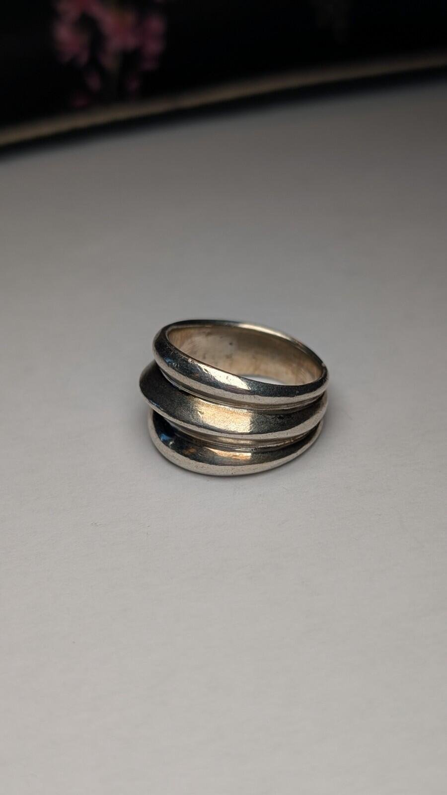 Vintage Sterling Silver Men's Ridges Ring | Size P 1/2 | 925 Silver