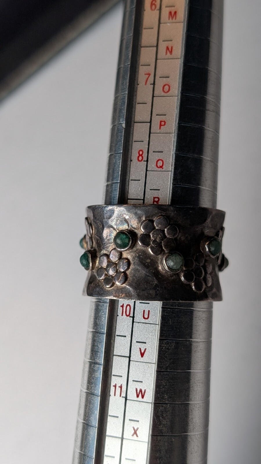 Vintage Sterling Silver Chunky Green Gemstone Band Ring | Size S 1/2 | 925 - Image 9