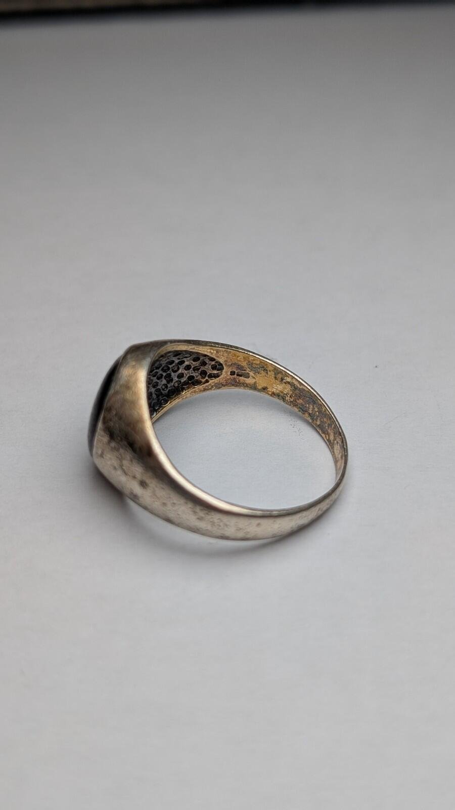 Vintage Sterling Silver Black Onyx Signet Ring | Size S - S 1/2 | 925 Silver - Image 2