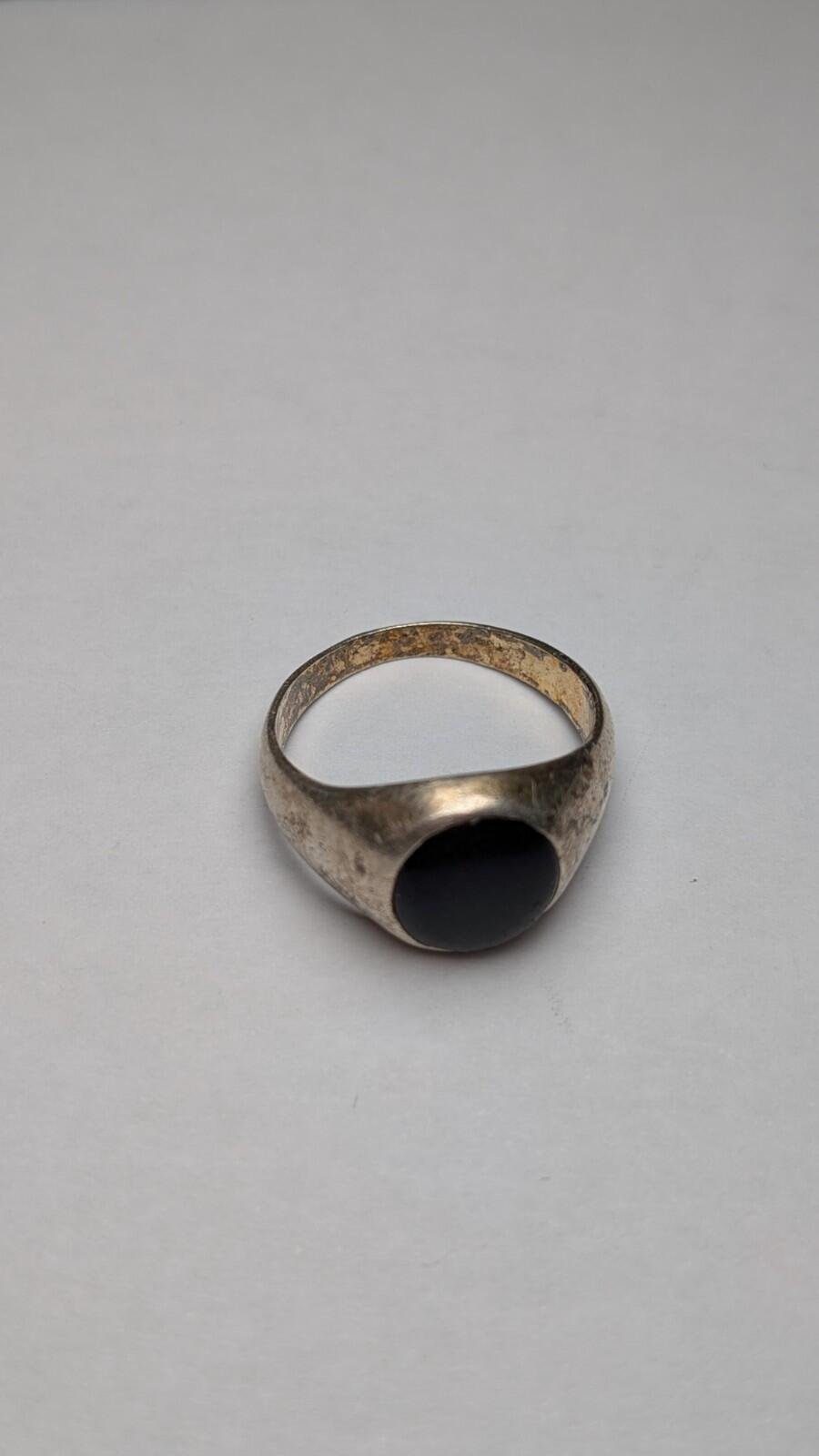Vintage Sterling Silver Black Onyx Signet Ring | Size S - S 1/2 | 925 Silver - Image 3
