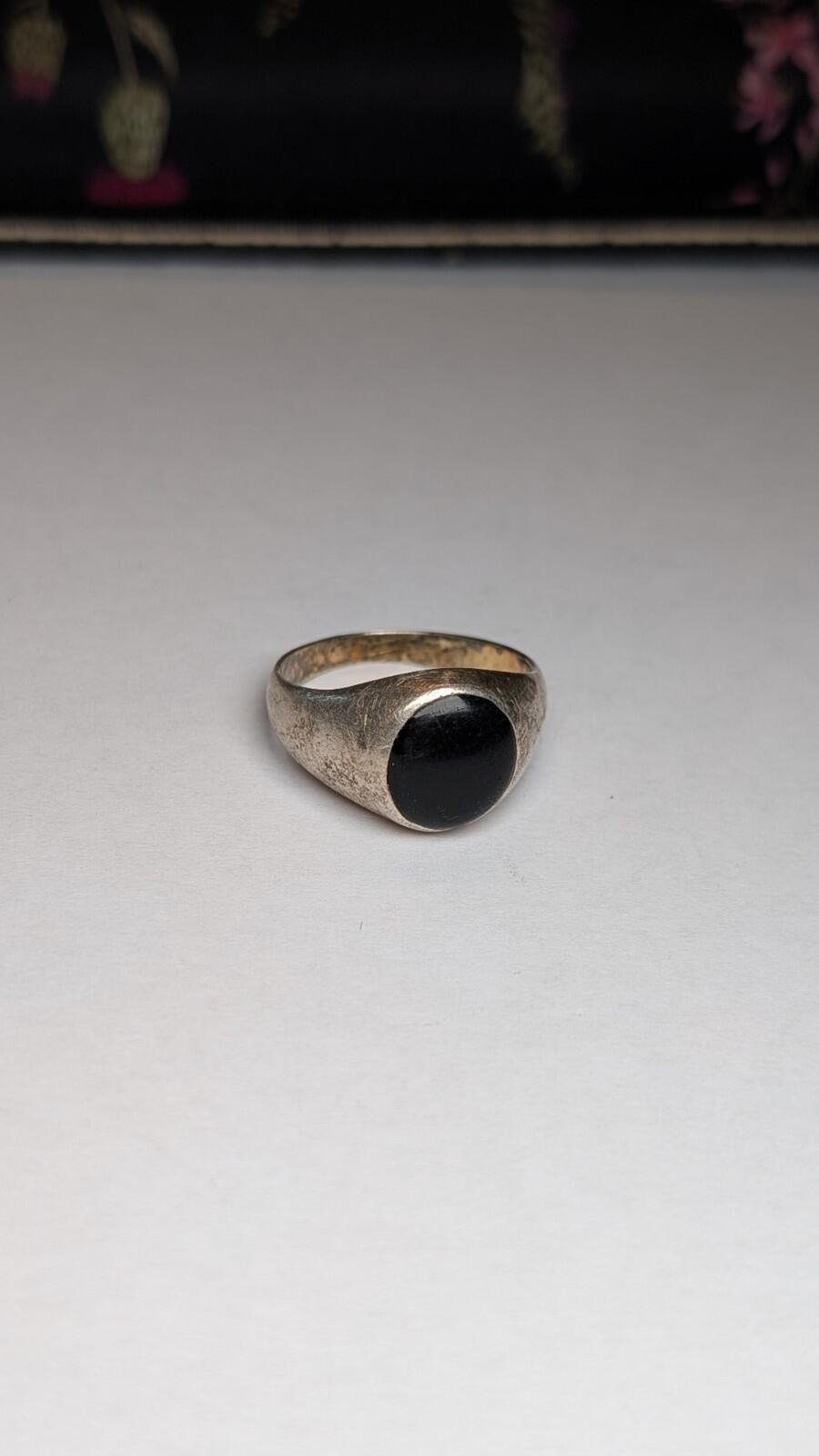 Vintage Sterling Silver Black Onyx Signet Ring | Size S - S 1/2 | 925 Silver - Image 4