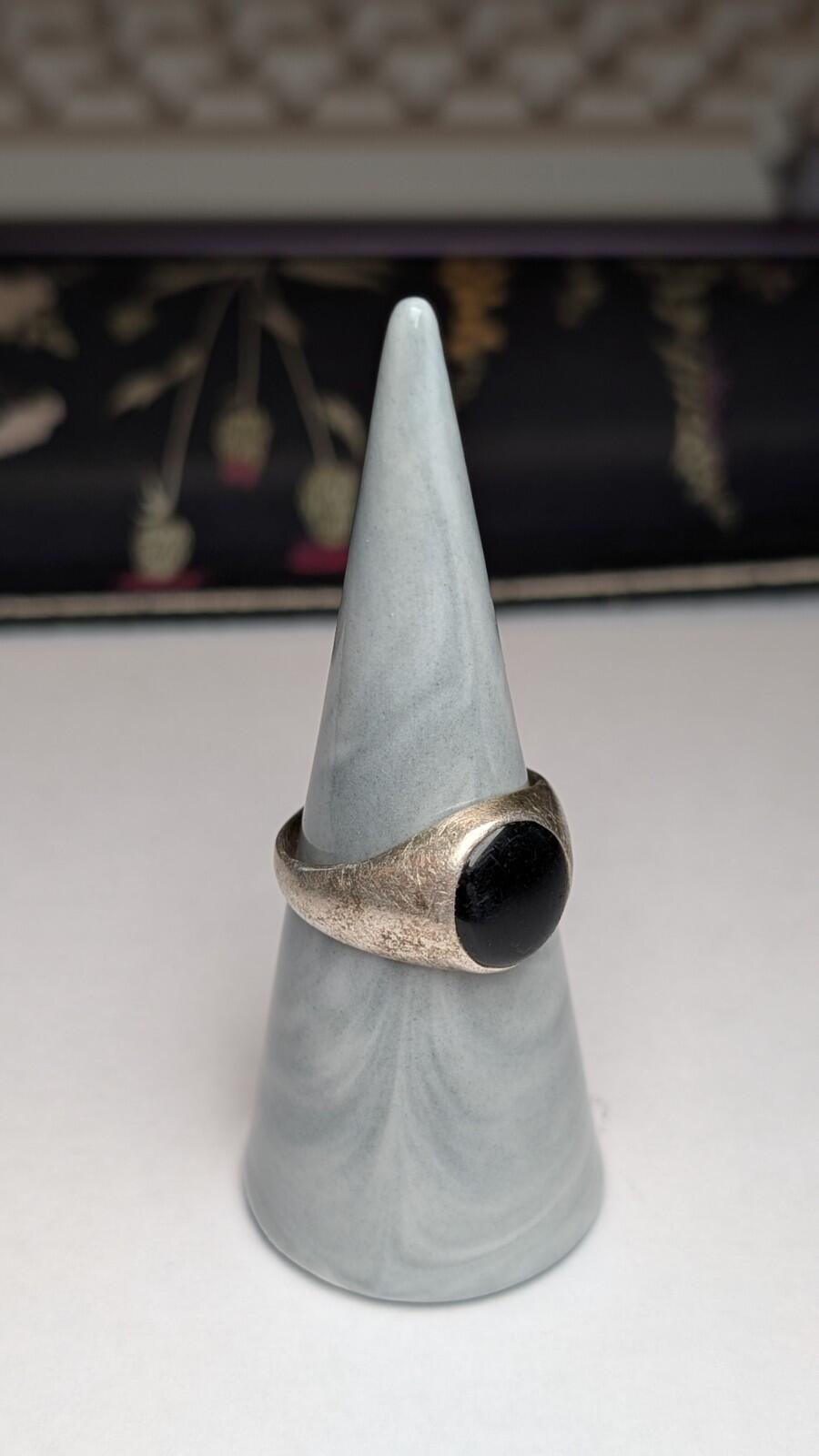 Vintage Sterling Silver Black Onyx Signet Ring | Size S - S 1/2 | 925 Silver - Image 6