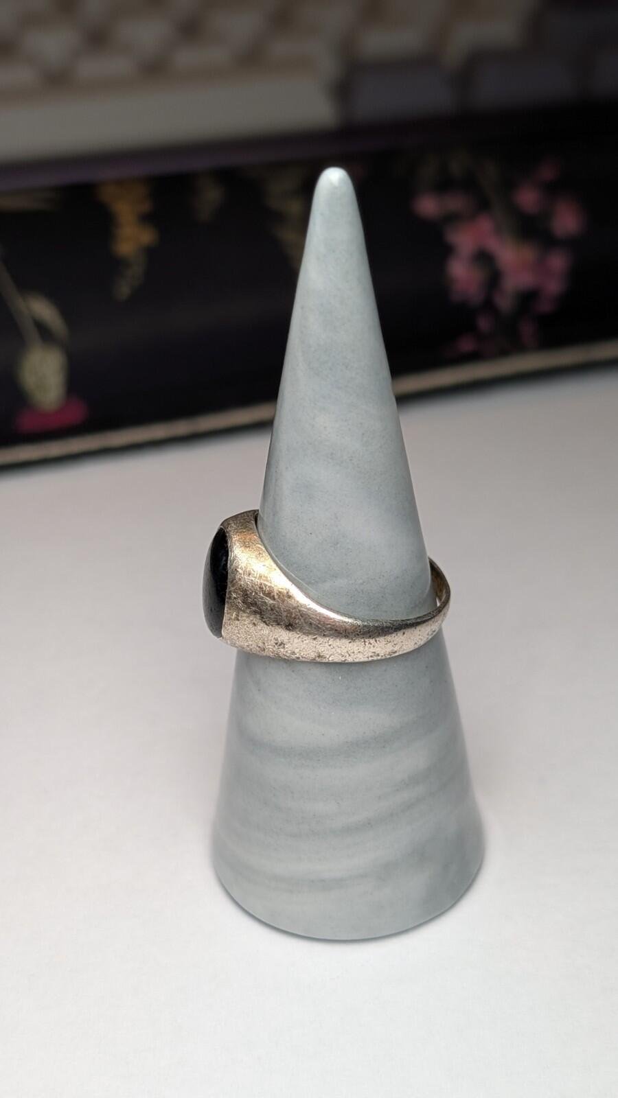 Vintage Sterling Silver Black Onyx Signet Ring | Size S - S 1/2 | 925 Silver - Image 7