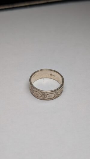 Vintage Sterling Silver Pattern Band Ring | Size L 1/2 - M | 925 Silver