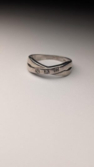 Vintage Sterling Silver 3 Stone Ring | Size M | 925 Silver