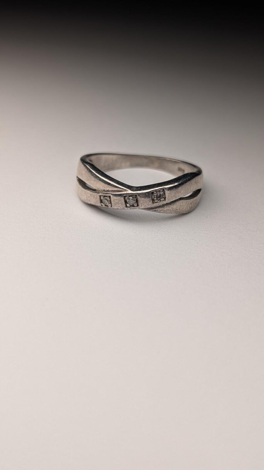 Vintage Sterling Silver 3 Stone Ring | Size M | 925 Silver
