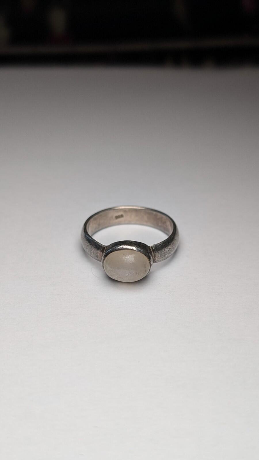 Vintage Sterling Silver Oval Moonstone Ring | Size Q 1/2 - R| 925 Silver - Image 5
