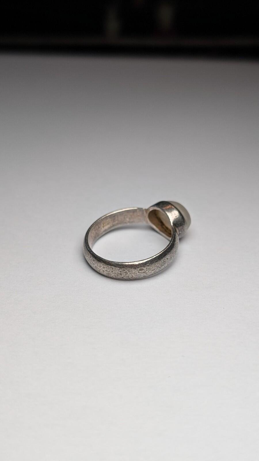 Vintage Sterling Silver Oval Moonstone Ring | Size Q 1/2 - R| 925 Silver - Image 6