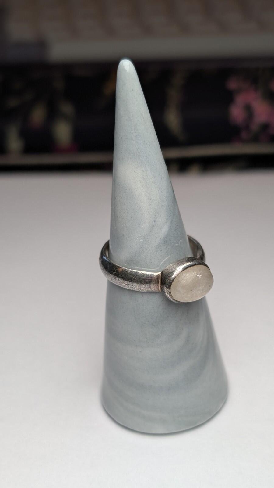 Vintage Sterling Silver Oval Moonstone Ring | Size Q 1/2 - R| 925 Silver - Image 7