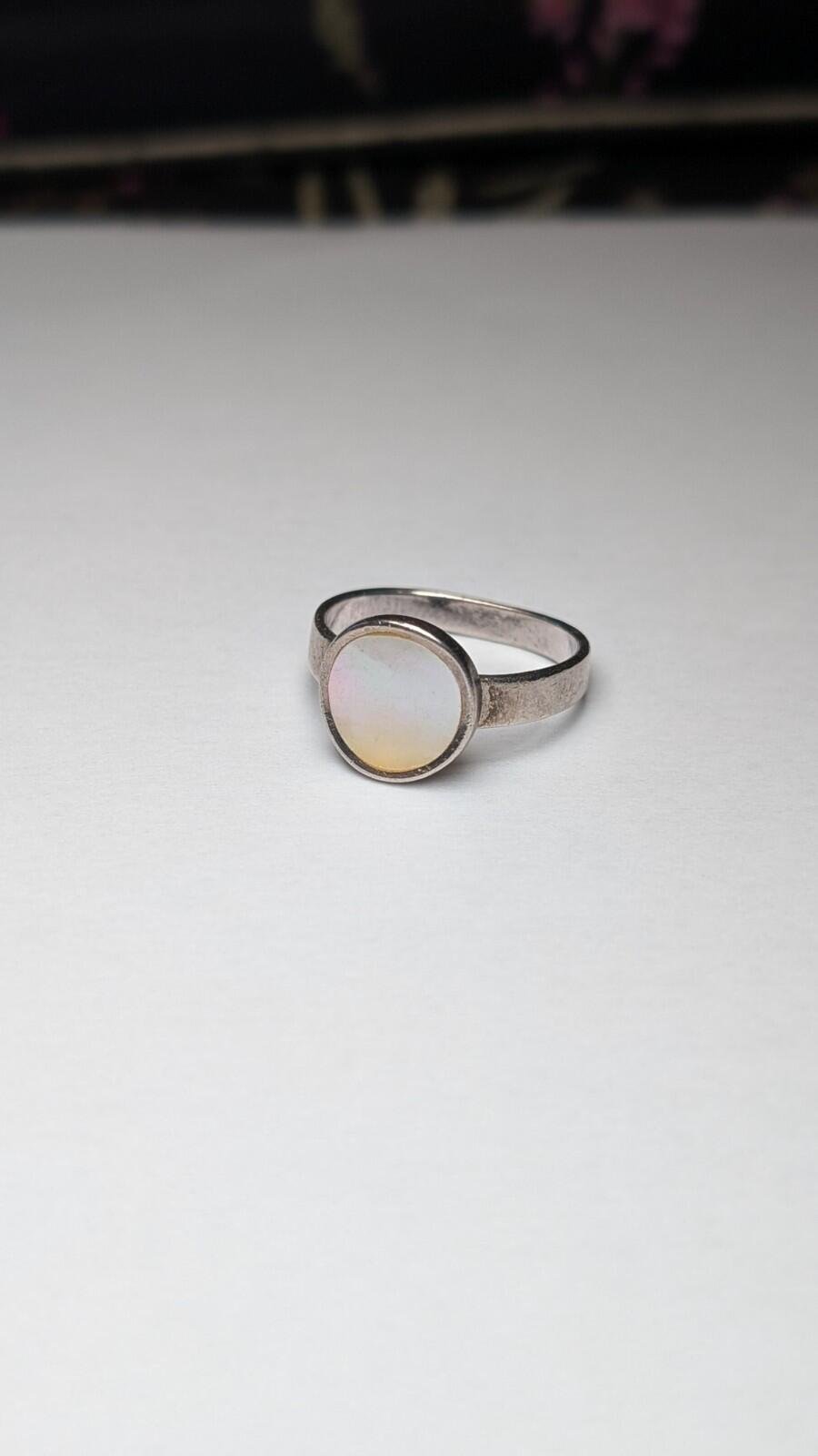 Vintage Sterling Silver Mother Of Pearl Ring | Size N 1/2 | 925 Silver