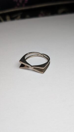 Vintage Sterling Silver Cross Over X Ring | Size P 1/2 - Q | 925 Silver