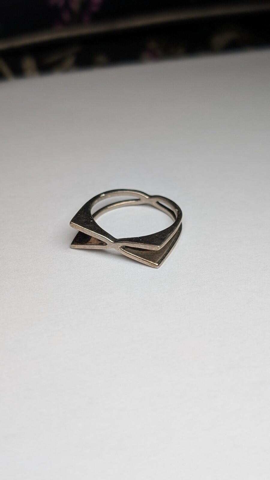 Vintage Sterling Silver Cross Over X Ring | Size P 1/2 - Q | 925 Silver