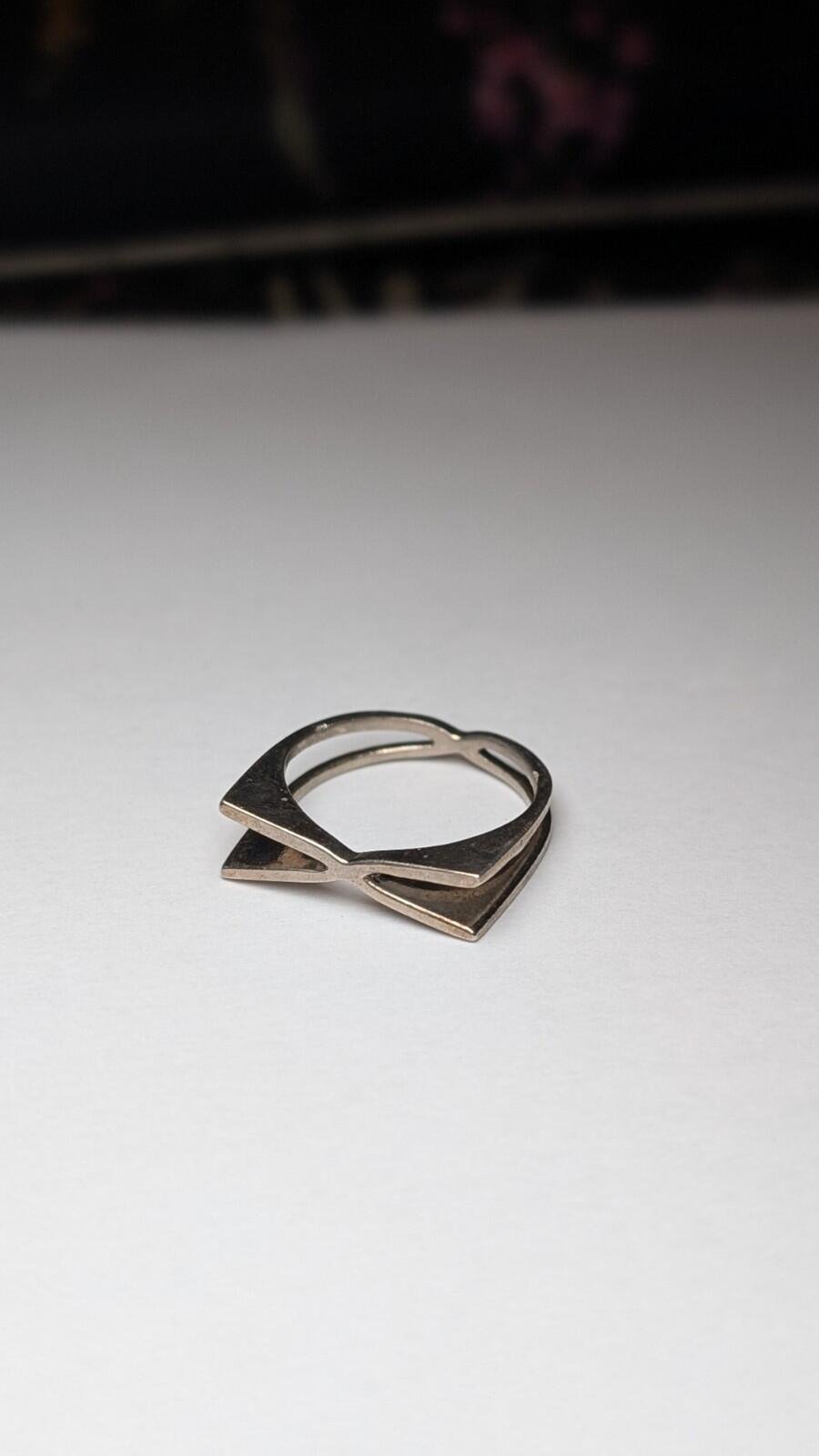 Vintage Sterling Silver Cross Over X Ring | Size P 1/2 - Q | 925 Silver - Image 4