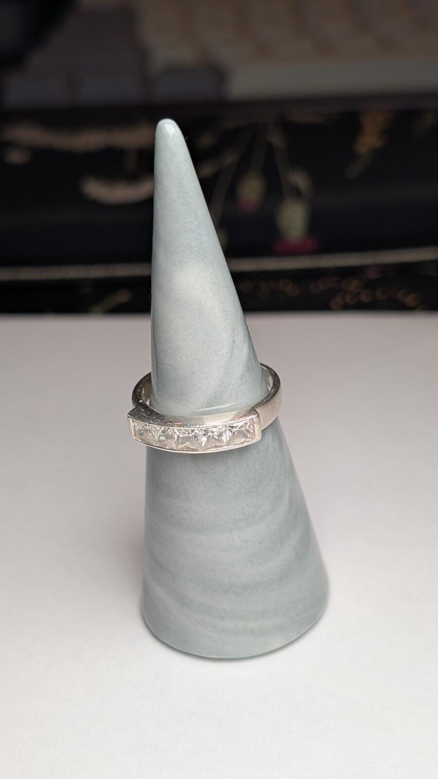 Vintage Sterling Silver 5 CZ Stone Ring | Size P 1/2 | 925 Silver - Image 3