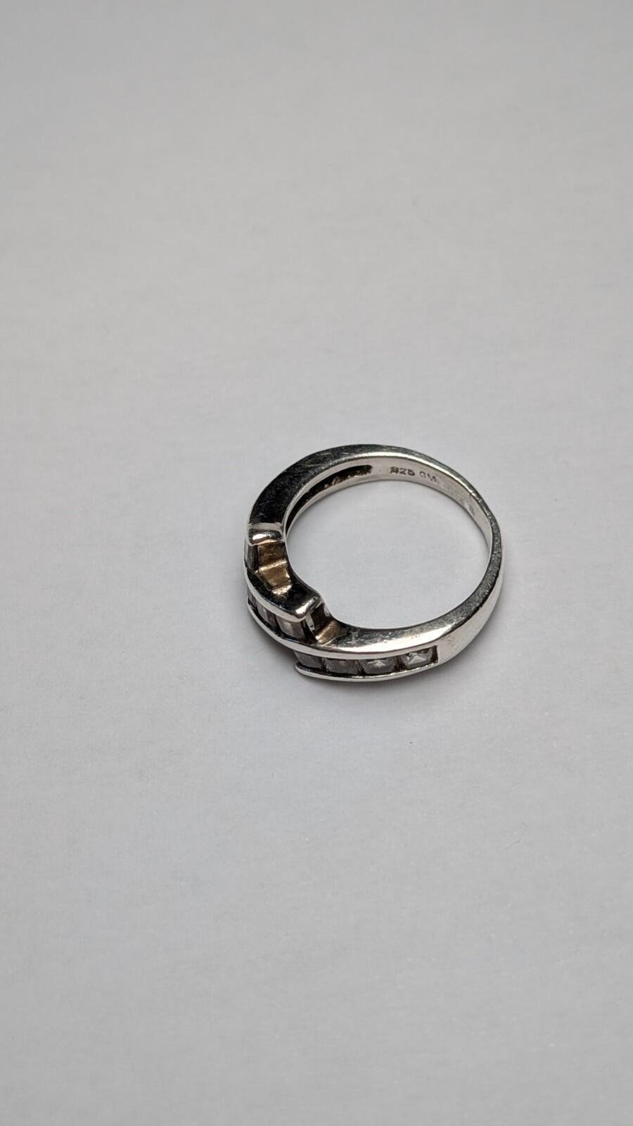 Vintage Sterling Silver Clear CZ Stones Ring | Size M 1/2 | 925 Silver - Image 2