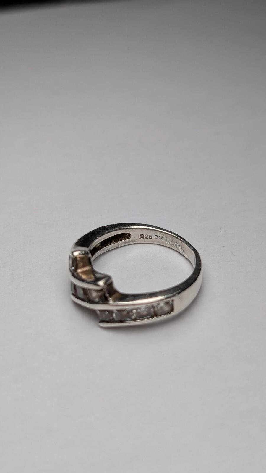 Vintage Sterling Silver Clear CZ Stones Ring | Size M 1/2 | 925 Silver - Image 3
