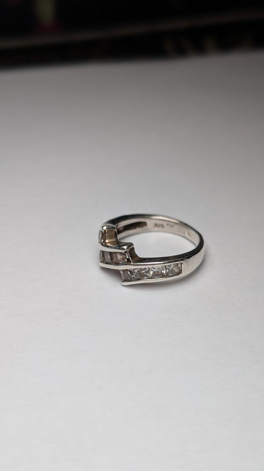 Vintage Sterling Silver Clear CZ Stones Ring | Size M 1/2 | 925 Silver - Image 4