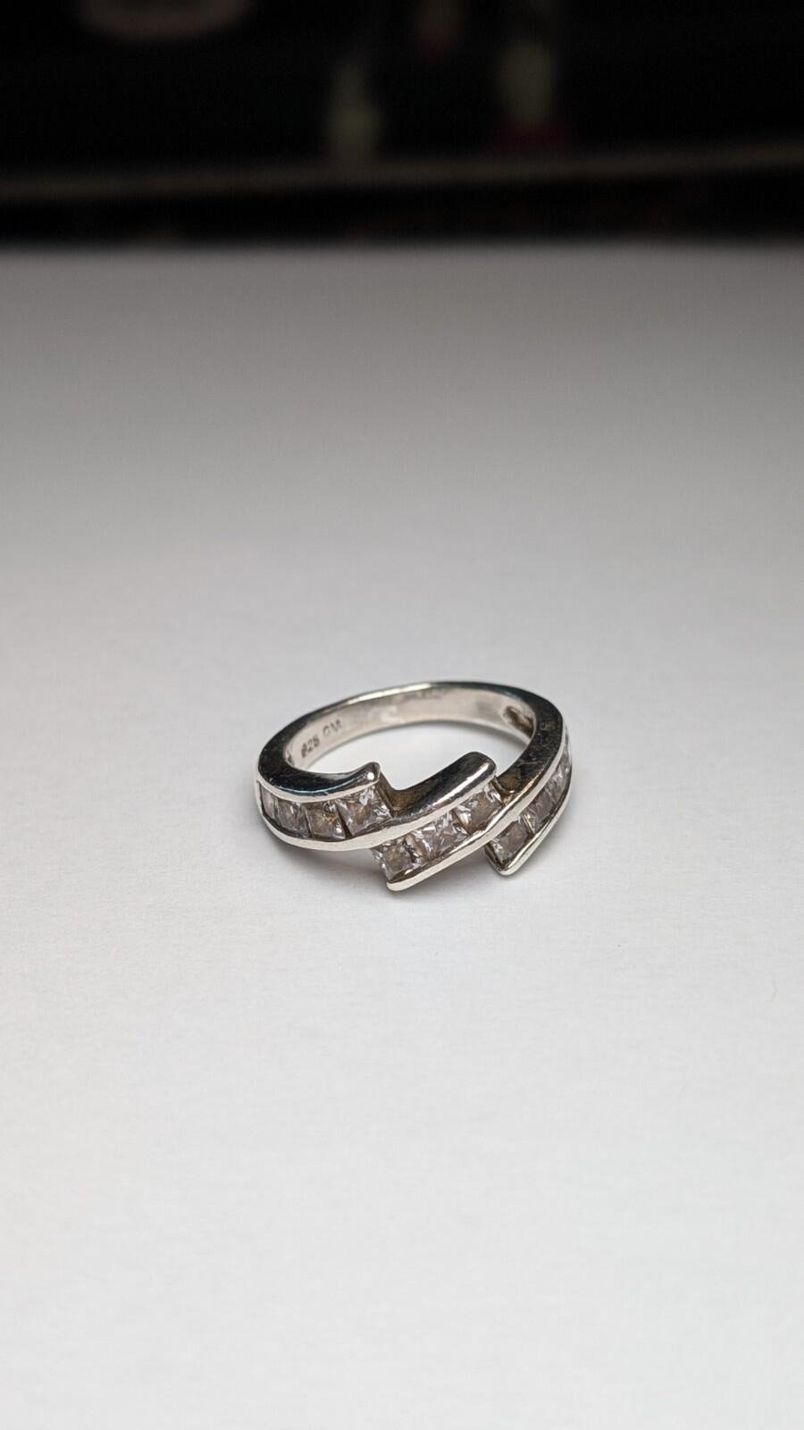 Vintage Sterling Silver Clear CZ Stones Ring | Size M 1/2 | 925 Silver - Image 5