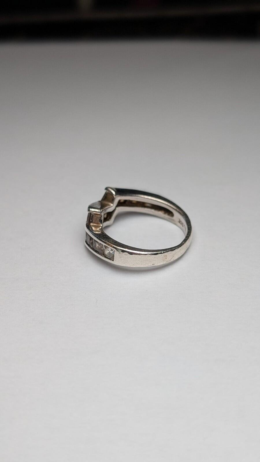 Vintage Sterling Silver Clear CZ Stones Ring | Size M 1/2 | 925 Silver - Image 6