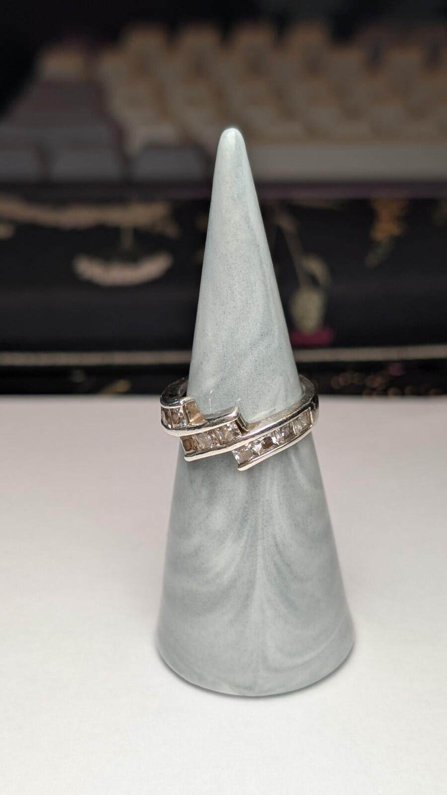 Vintage Sterling Silver Clear CZ Stones Ring | Size M 1/2 | 925 Silver - Image 10