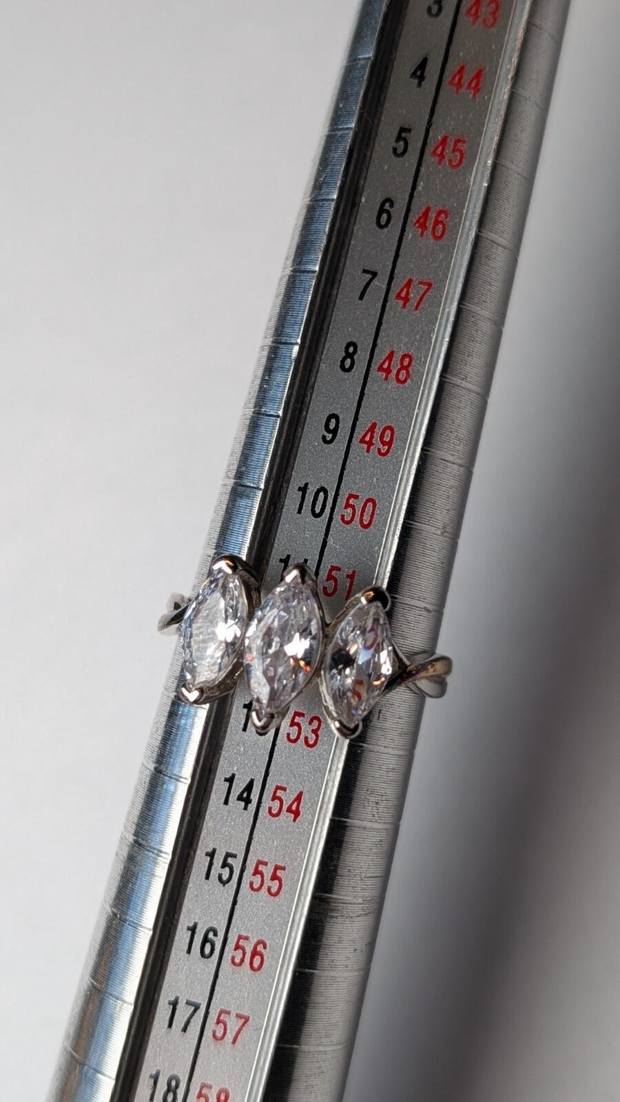 Vintage Sterling Silver 3 Clear Gemstone Ring | Size L 1/2 | 925 Silver - Image 8