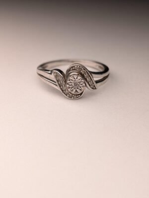 Vintage Sterling Silver Clear Gemstone Ring | Size O | TGGC | 925