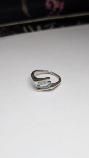 Vintage Sterling Silver Blue Aquamarine Ring | Size L 1/2 | 925 Silver