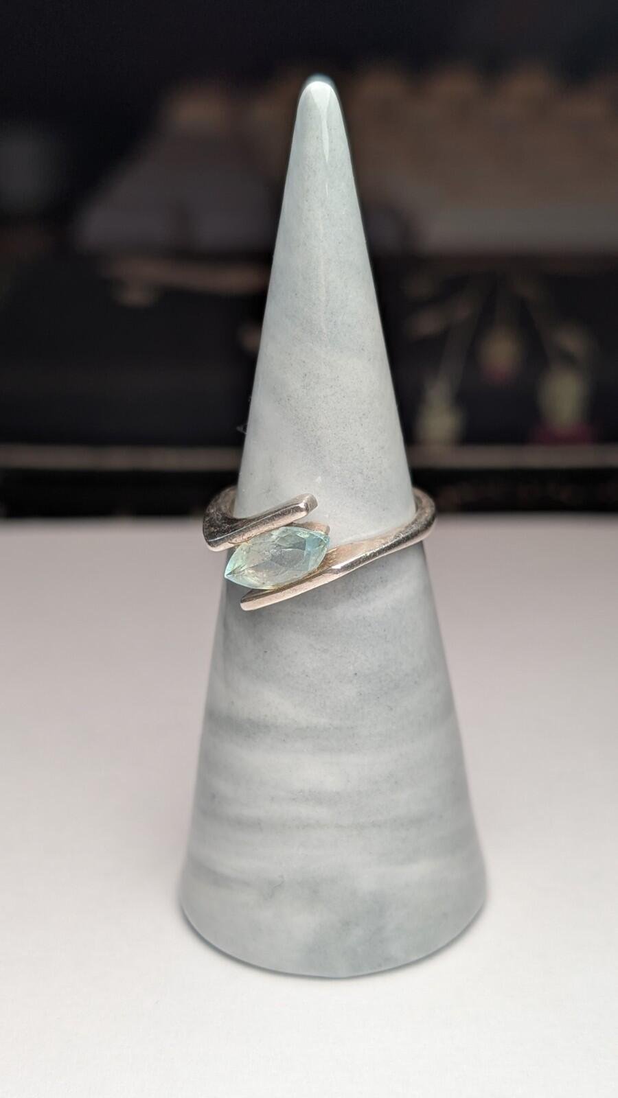 Vintage Sterling Silver Blue Aquamarine Ring | Size L 1/2 | 925 Silver - Image 5