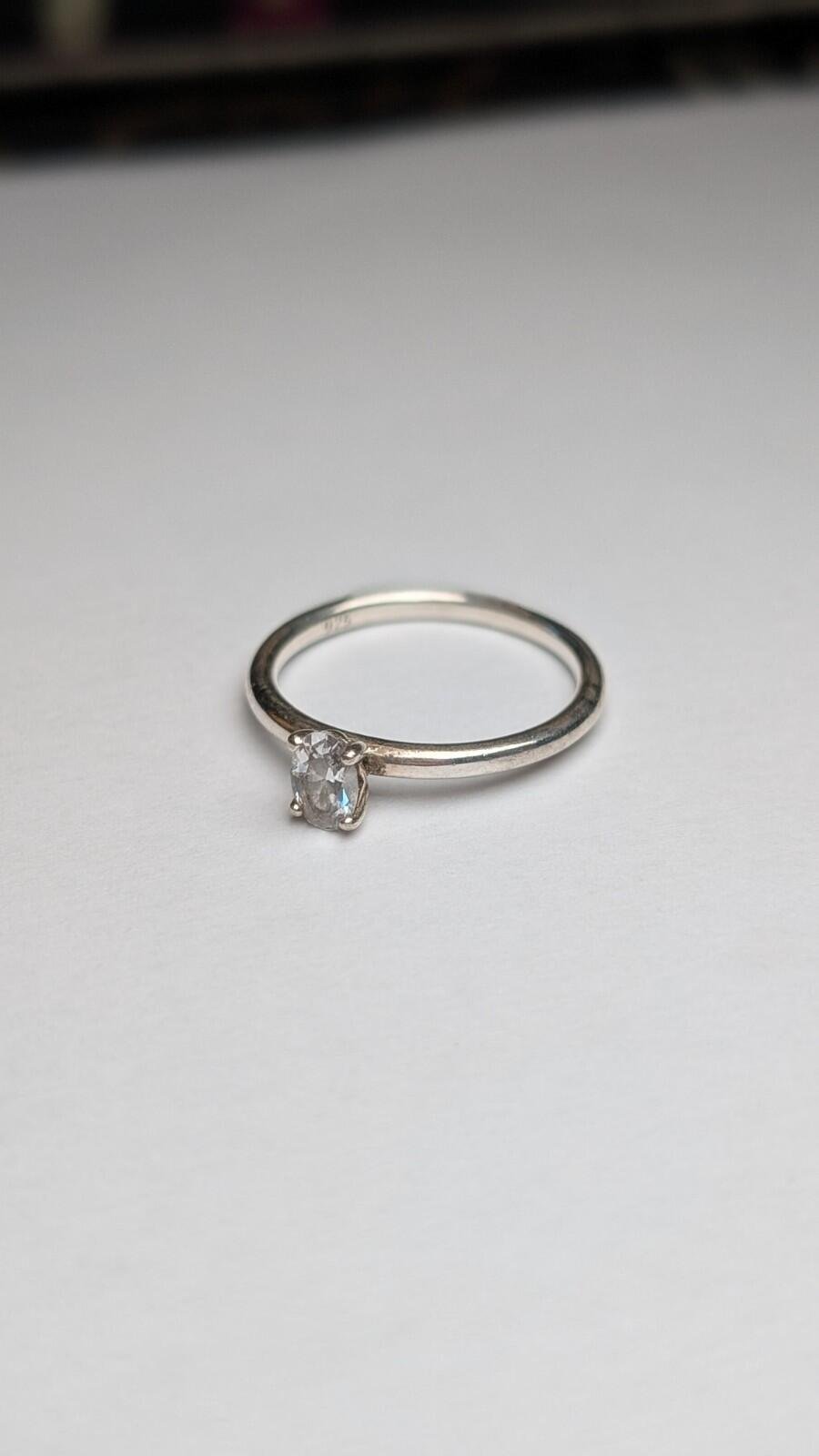Vintage Sterling Silver Clear Gemstone Ring | Size O 1/2 | 925 Silver - Image 2