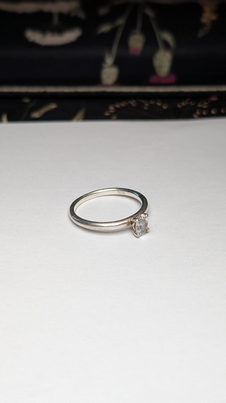 Vintage Sterling Silver Clear Gemstone Ring | Size O 1/2 | 925 Silver - Image 4