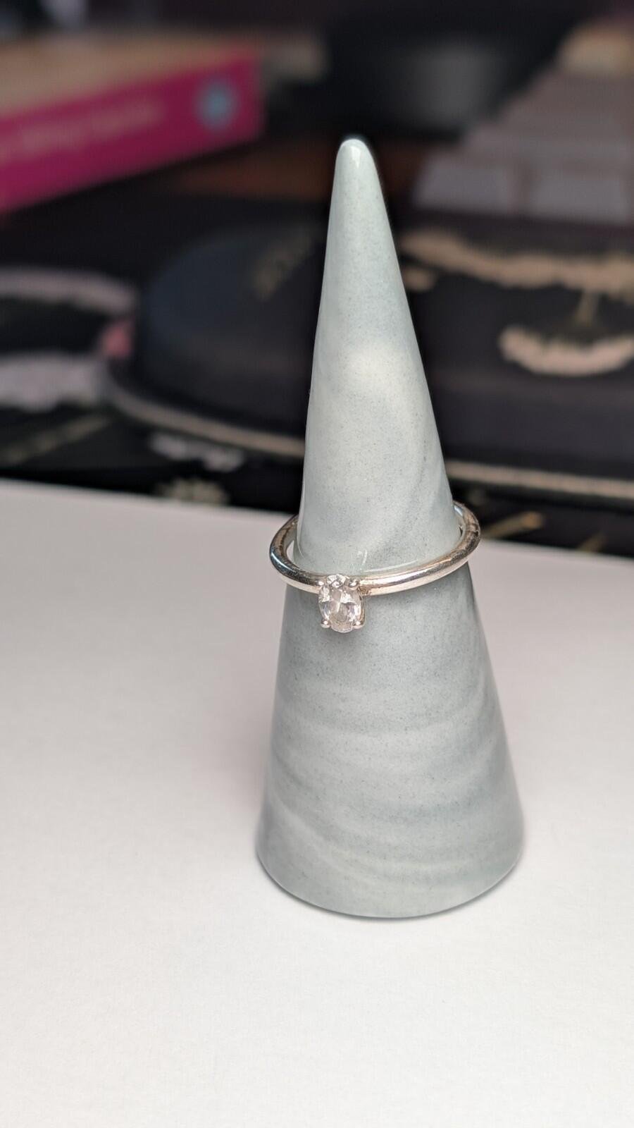 Vintage Sterling Silver Clear Gemstone Ring | Size O 1/2 | 925 Silver - Image 5
