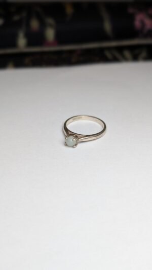 Vintage Sterling Silver White Chalcedony Ball Ring | Size M 1/2 | 925 Silver