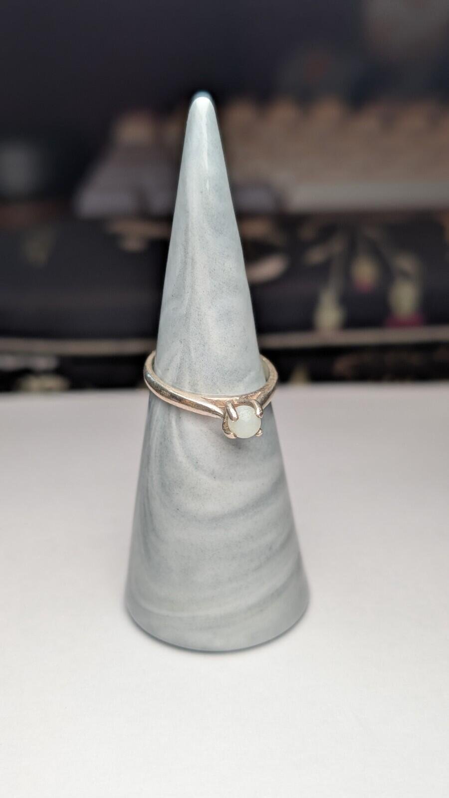 Vintage Sterling Silver White Chalcedony Ball Ring | Size M 1/2 | 925 Silver - Image 2