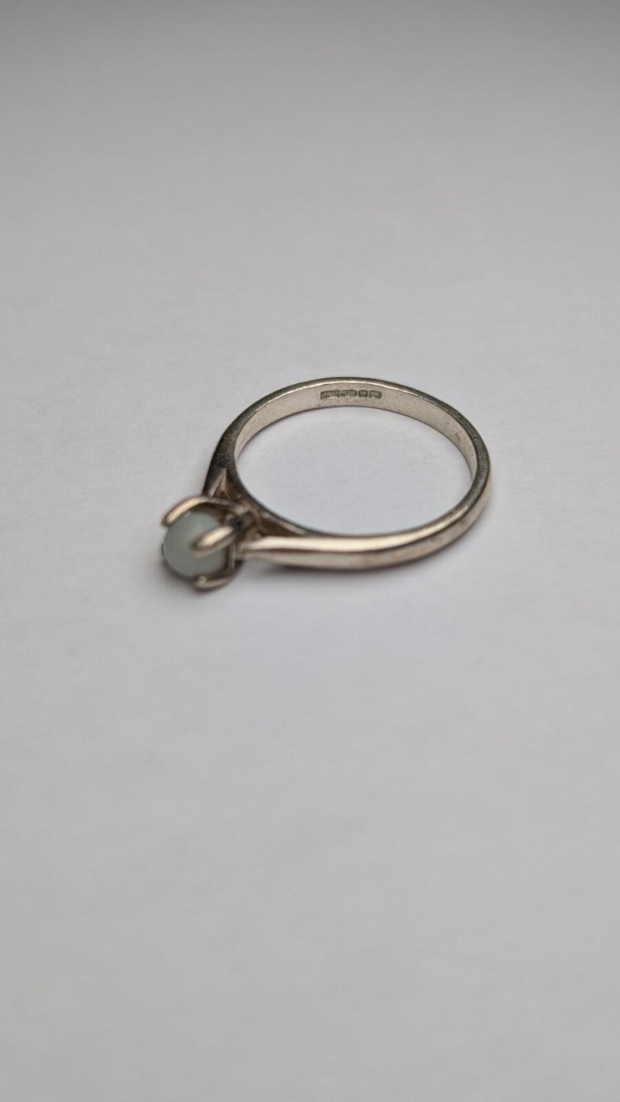 Vintage Sterling Silver White Chalcedony Ball Ring | Size M 1/2 | 925 Silver - Image 3
