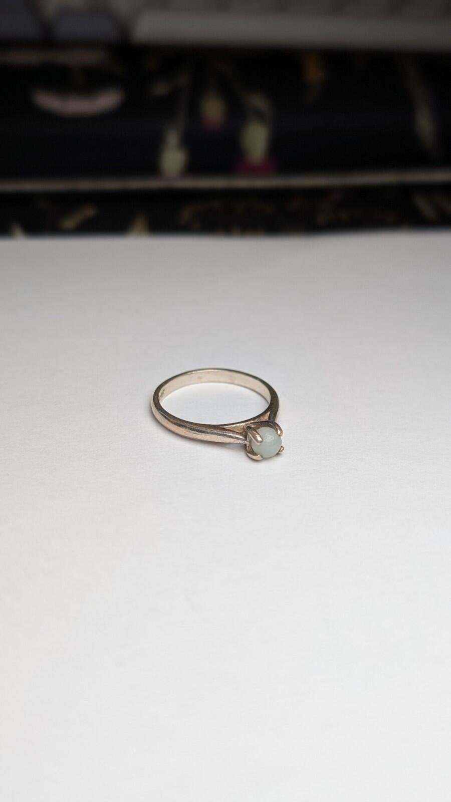 Vintage Sterling Silver White Chalcedony Ball Ring | Size M 1/2 | 925 Silver - Image 4