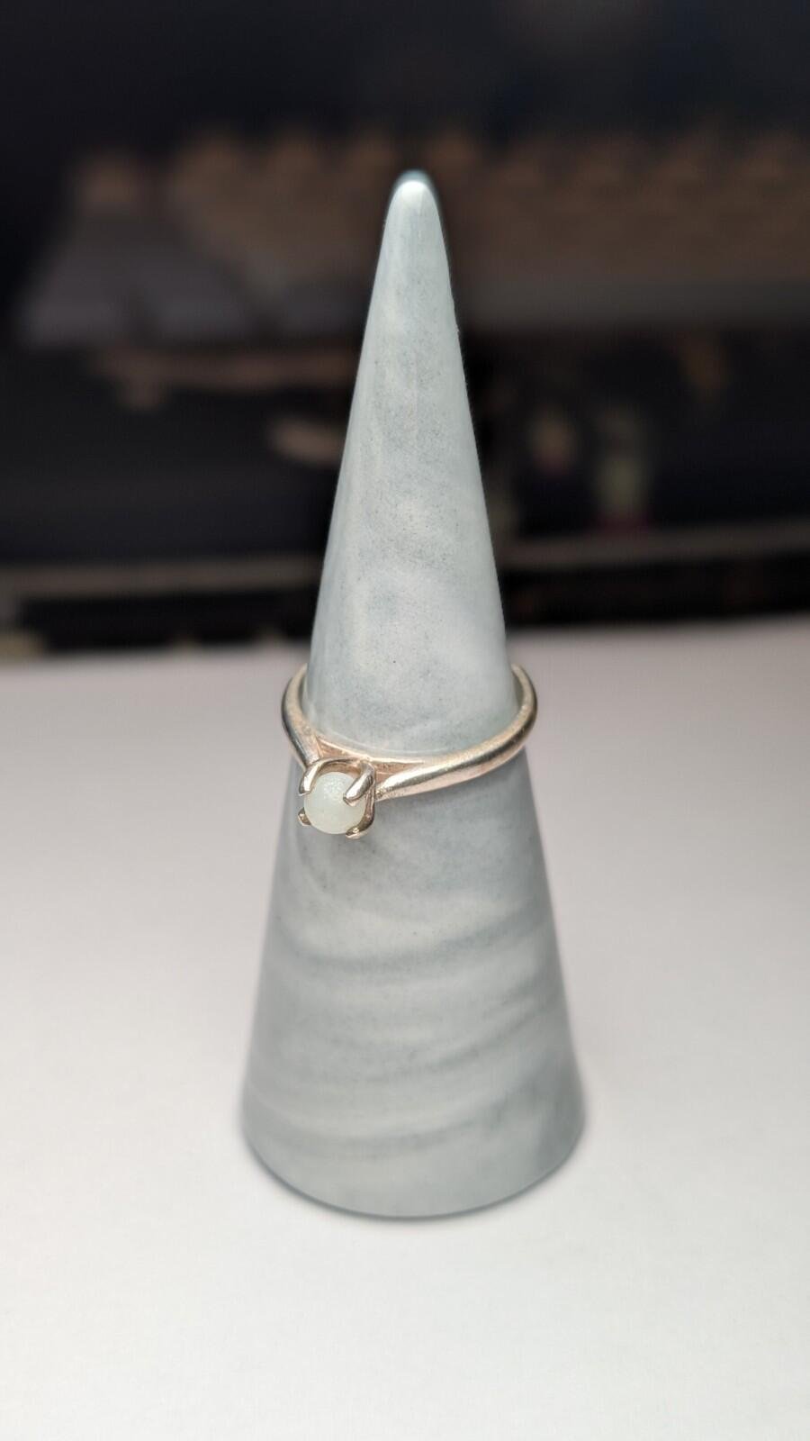 Vintage Sterling Silver White Chalcedony Ball Ring | Size M 1/2 | 925 Silver - Image 5