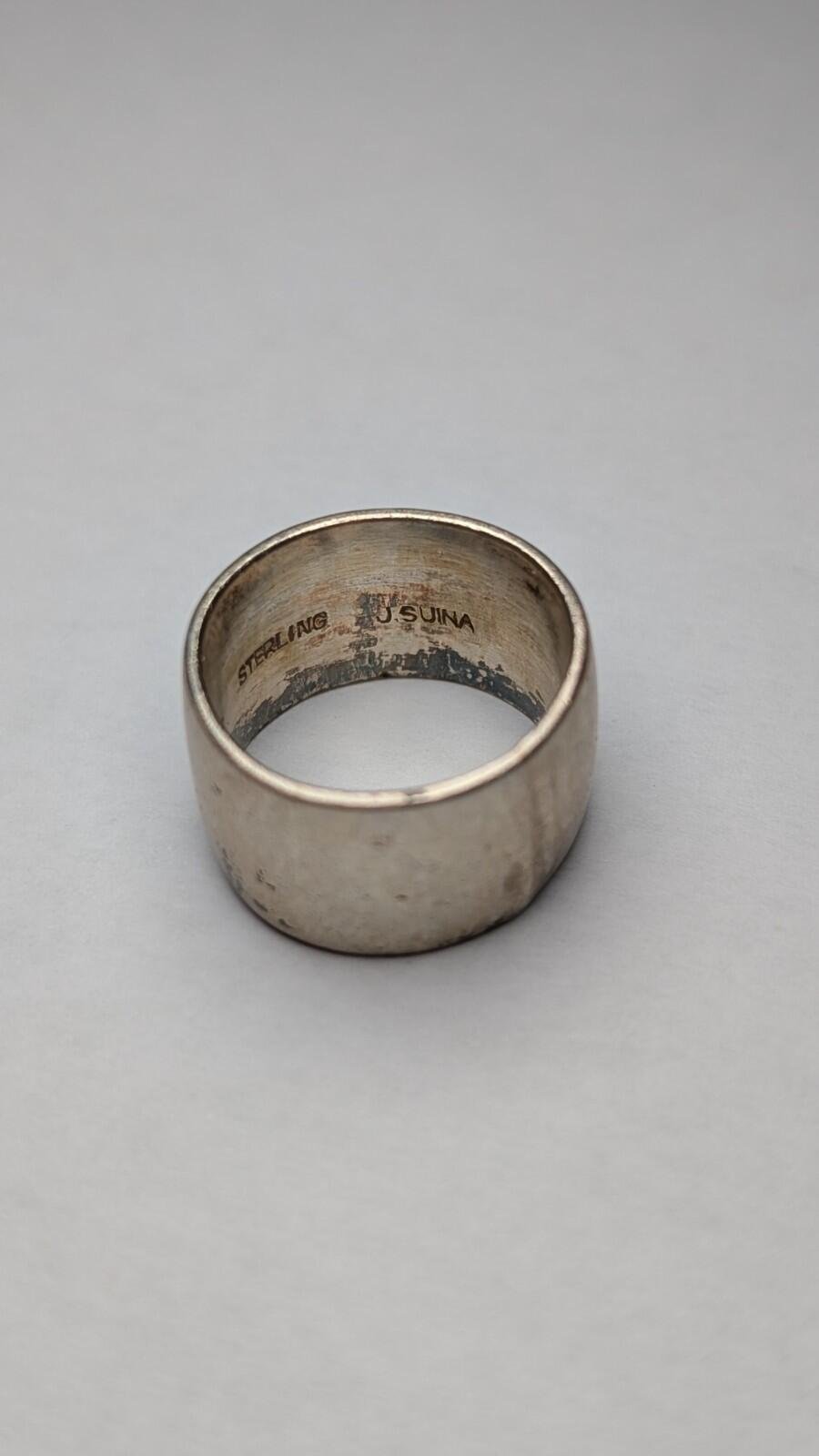 Vintage Sterling Silver Native American Packard J Suina Band Ring | Size L - Image 2