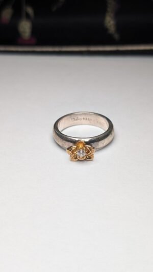 Vintage Sterling Silver Daisy Floral Flower Ring | Size P | 925 with 18ct Plated