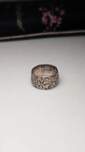 Vintage Sterling Silver 1976 Floral Band Ring | Size L 1/2 | 925 Silver