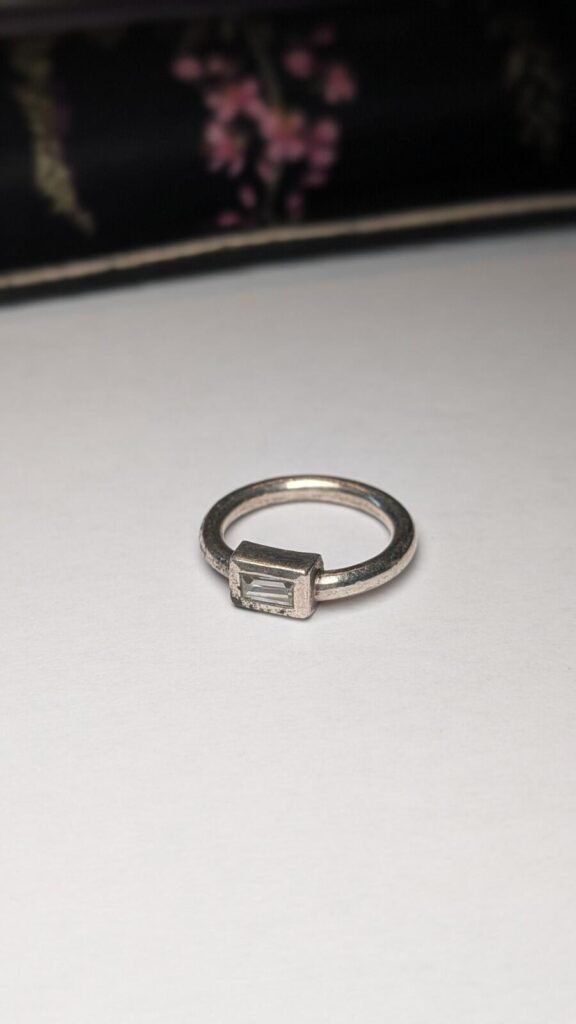 Vintage Sterling Silver Clear Gemstone Ring | Size O | 925 Silver