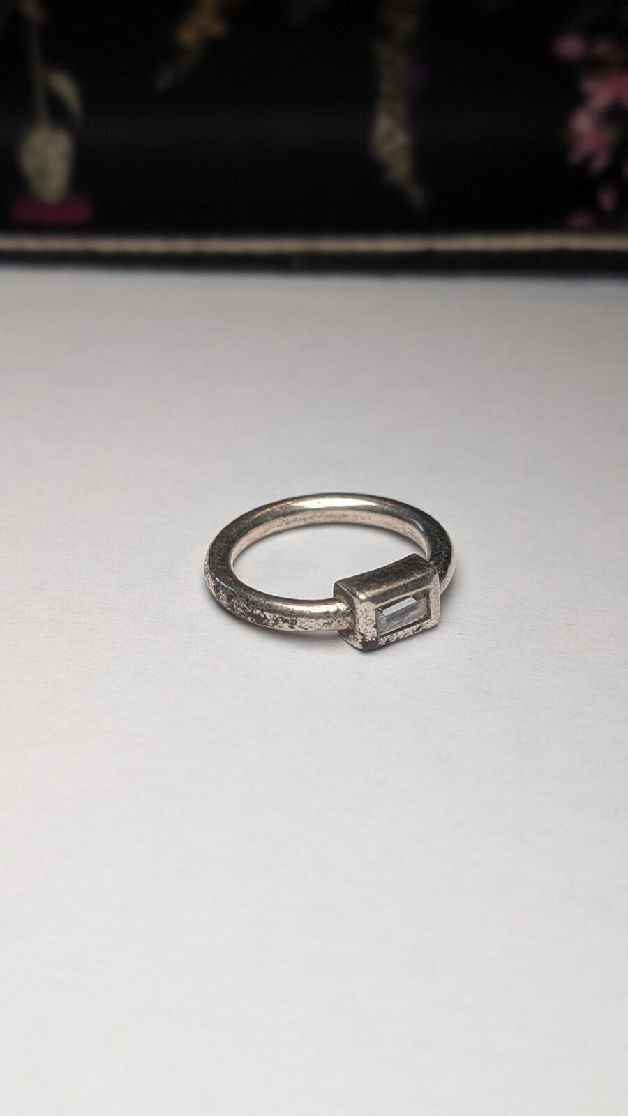 Vintage Sterling Silver Clear Gemstone Ring | Size O | 925 Silver - Image 2