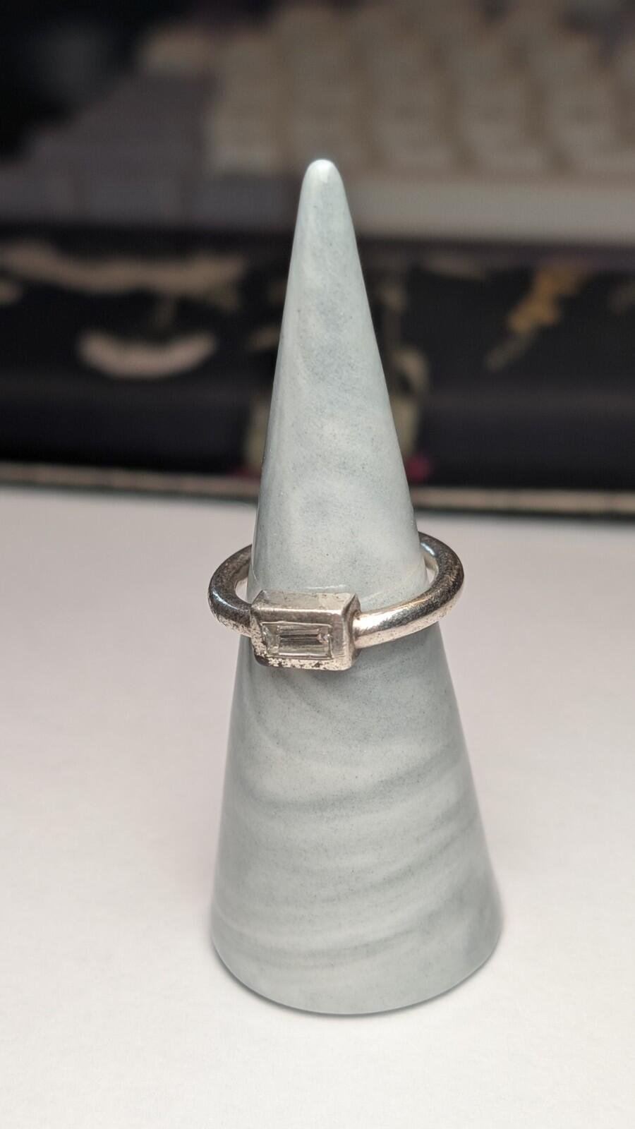 Vintage Sterling Silver Clear Gemstone Ring | Size O | 925 Silver - Image 5